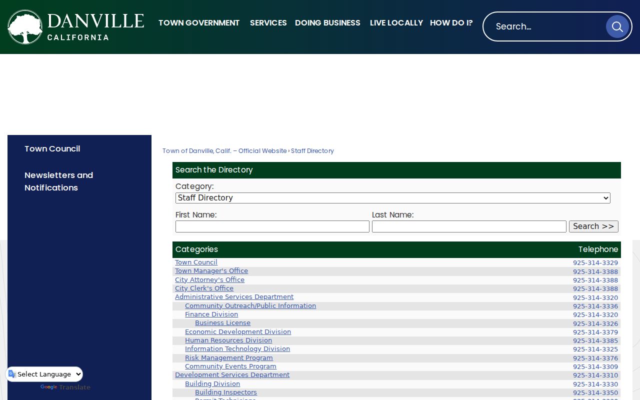 Danville people search through the Danville staff directory