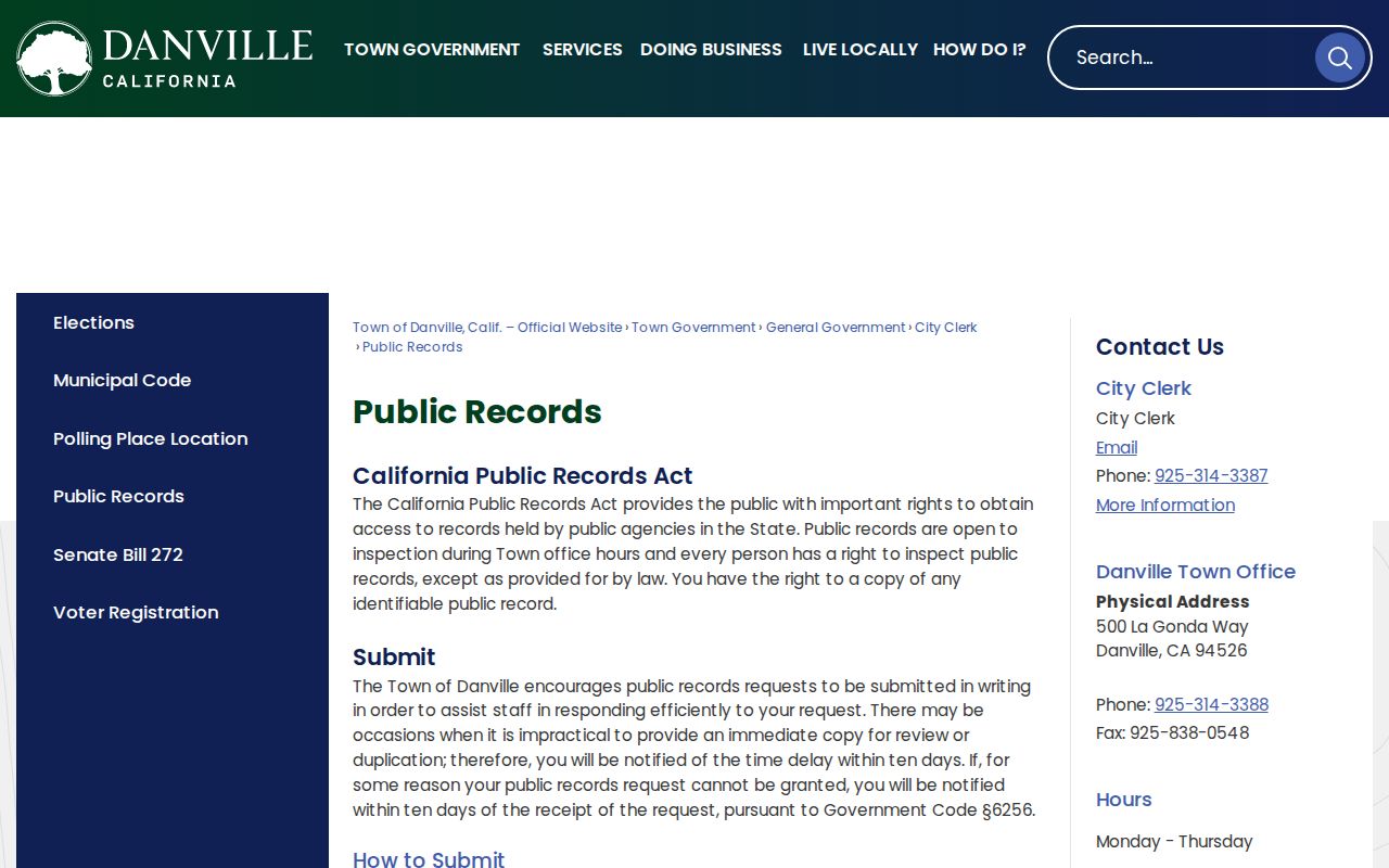 Danville people search using the Danville public records request page