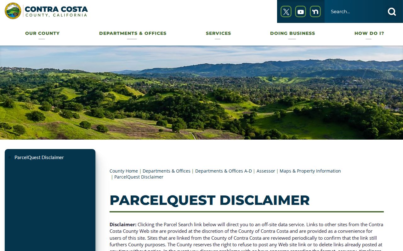 Danville public records ParcelQuest disclaimer for Contra Costa property search